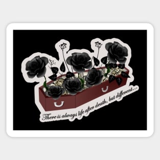 Life after death - coffin vase with black roses Sticker